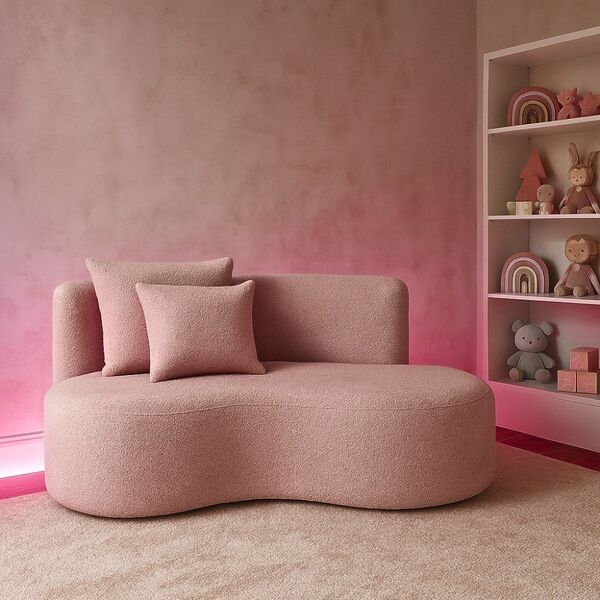 Sofá  Decorativo Curvo Orgânico Nature Gaia Boucle Rosê - Mon