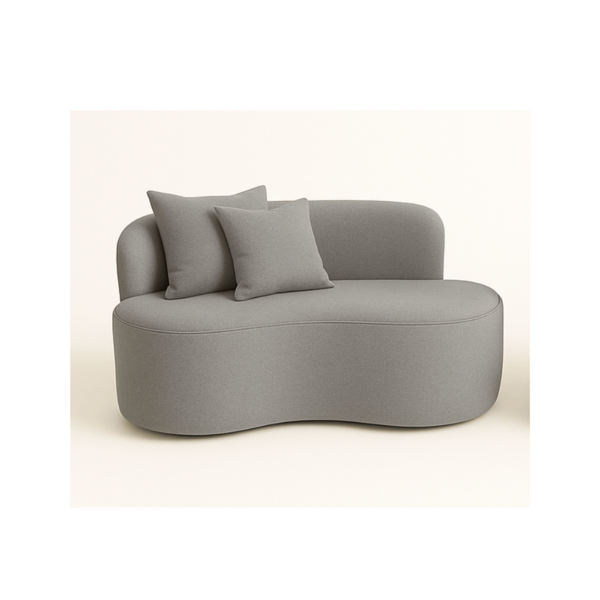 Sofá  Decorativo Curvo Orgânico Nature Gaia Suede Cinza - Mon