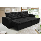 Sofá  Lisboa Retratil E Reclinavel 2,32 Mts Suede Preto Carol