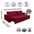 Sofá  Lisboa Retratil E Reclinavel 2,32 Mts Suede Vermelho Ca