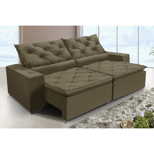 Sofá Monaco Retratil E Reclinavel 2,32 Mts Suede Capuccino C