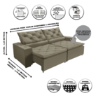 Sofá  Monaco Retratil E Reclinavel 2,32 Mts Suede Castor Caro
