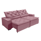 Sofá  Monaco Retratil E Reclinavel 2,32 Mts Suede Rosa Caroli