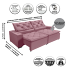 Sofá  Monaco Retratil E Reclinavel 2,32 Mts Suede Rosa Caroli