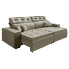 Sofá  Veneza Retratil E Reclinavel 2,32 Mts Suede Castor Caro