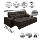 Sofá  Veneza Retratil E Reclinavel 2,32 Mts Suede Marrom Caro