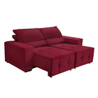 Sofá Alamo Retratil E Reclinável 1,72 Mts Suede Vermelho Caro
