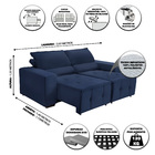 Sofá Alamo Retratil E Reclinável 2,50 Mts Suede  Azul Carolin