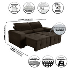 Sofá Alamo Retratil E Reclinável 2,50 Mts Suede Café   Caroli