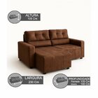 Sofá Alaska Retrátil E Reclinável 2 Lugares 230cm Marrom