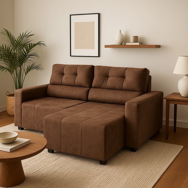 Sofá Alaska Retrátil E Reclinável 2 Lugares 230cm Marrom