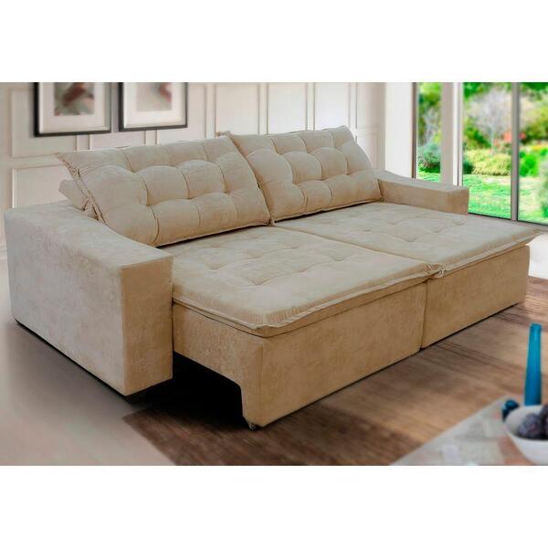 Sofá Amazonas 250cm Retrátil Com Molas Castor