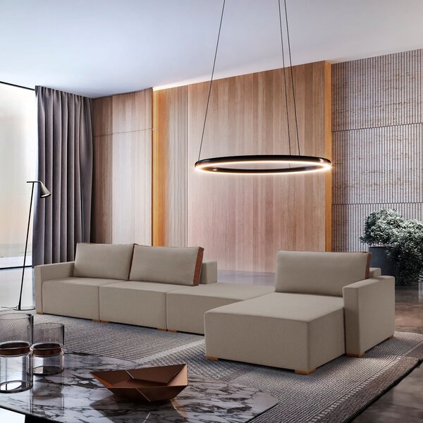 Sofá Amsterdã 4 Lugares Bouclê 3,90m  Bege