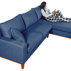 Sofá Amsterdã Living Com Chaise 3 Lugares Revestido Linho Bas