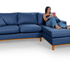 Sofá Amsterdã Living Com Chaise 3 Lugares Revestido Linho Bas