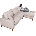 Sofá Amsterdã Living Com Chaise 3 Lugares Revestido Linho Bas