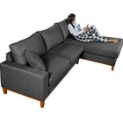 Sofá Amsterdã Living Com Chaise 3 Lugares Revestido Linho Bas