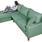 Sofá Amsterdã Living Com Chaise Em Linho Essencial Estofados