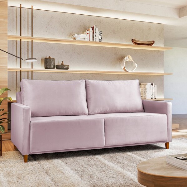 Sofá Angela 3 Lugares Em Veludo Yescasa Rosa