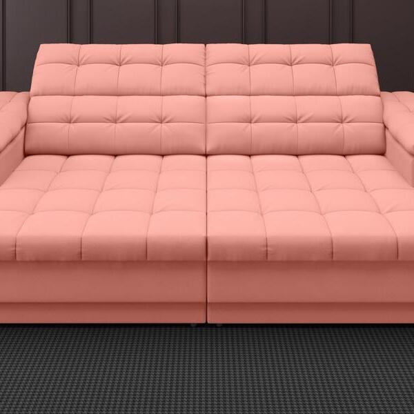 Sofá Apollo 2,30m Assento Retrátil E Reclinável Velosuede Ros