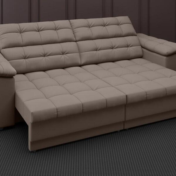 Sofá Apollo 2,30m Retrátil E Reclinável Velosuede Marrom - Ne