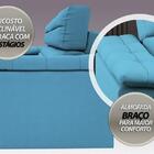 Sofá Apollo 2,50m Retrátil E Reclinável Velosuede Turquesa -