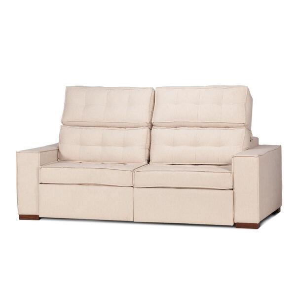Sofá Astúrias Reclinável Com Tecido Poliéster 290 Cm - Bege M