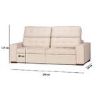 Sofá Astúrias Reclinável Com Tecido Poliéster 290 Cm - Bege M