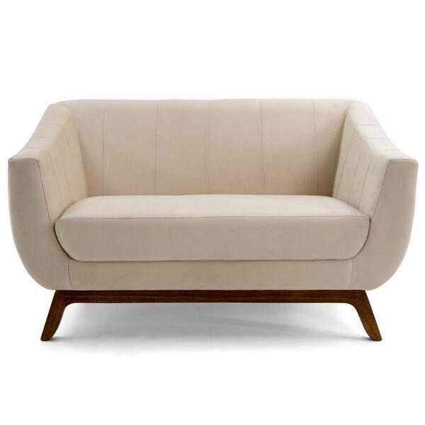 Sofá Atenas Base Madeira 02 Lugares 140 Cm Suede Areia