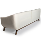 Sofá Atenas Base Madeira 03 Lugares 230 Cm Linho Bege Claro