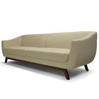 Sofá Atenas Base Madeira 04 Lugares 260 Cm Algodão Marfin