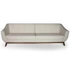 Sofá Atenas Base Madeira 04 Lugares 260 Cm Linho Bege Claro