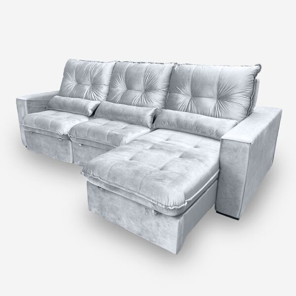 Sofá Atlanta 3 Lugares 2,30 Metros Veludo - 26 Prata