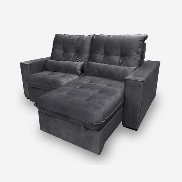 Sofá Atlanta 4 Lugares 2,30 Metros Veludo - 10 Cinza Grafite