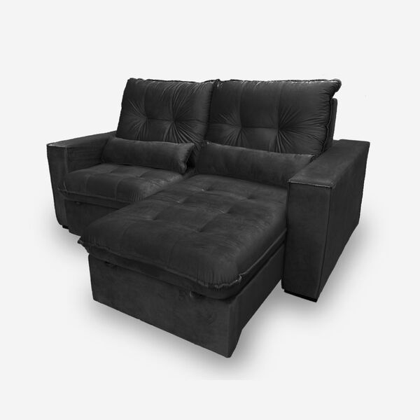 Sofá Atlanta 4 Lugares 2,50 Metros Veludo - 13 Preto