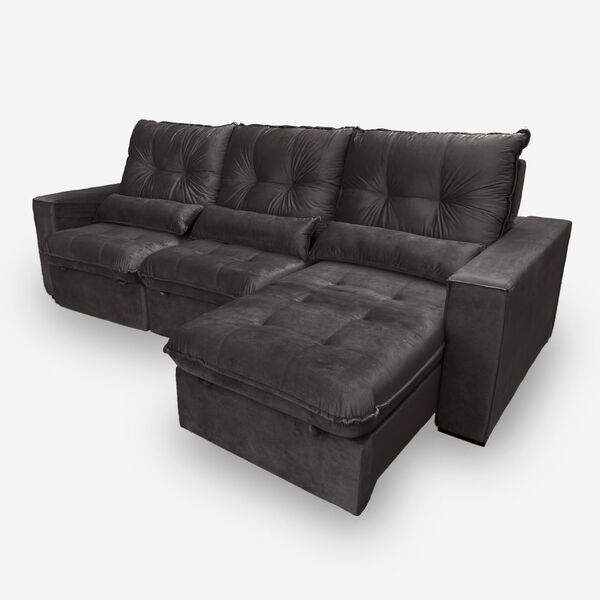 Sofá Atlanta 5 Lugares 2,60 Metros Veludo - 12 Café