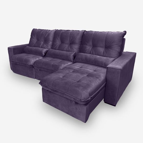 Sofá Atlanta 6 Lugares 3,20 Metros Veludo - 25 Roxo