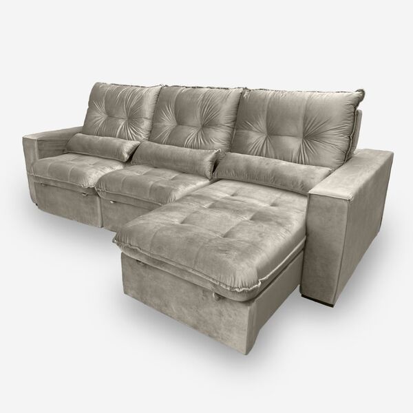 Sofá Atlanta 6 Lugares 3,50 Metros Veludo - 02 Bege