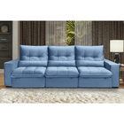 Sofá Atlanta 8 Lugares 3,80 Metros Veludo - 06 Azul