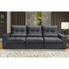 Sofá Atlanta 9 Lugares 4,10 Metros Veludo - 10 Cinza Grafite