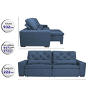 Sofá Austin 2,22m Retrátil, Reclinável Com Molas No Assento E