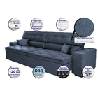 Sofá Austin 2,82m Retrátil, Reclinável Com Molas No Assento E