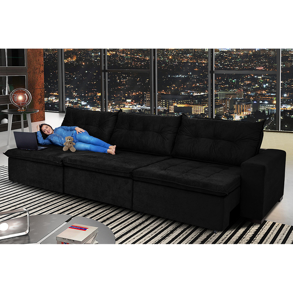 Sofá Austrália 4,12m Retrátil, Reclinável, Molas E Pillow No