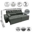 Sofá Australia Retratil E Reclinavel 2,02 Mts Suede Cinza Car