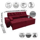 Sofá Australia Retratil E Reclinavel 2,02 Mts Suede Vermelho
