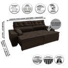 Sofá Australia Retratil E Reclinavel 2,12 Mts Suede Café Caro