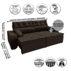 Sofá Australia Retratil E Reclinavel 2,12 Mts Suede Marron Ca