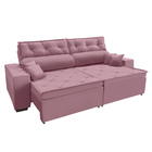 Sofá Australia Retratil E Reclinavel 2,42 Mts Suede Rosa Caro