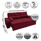 Sofá Australia Retratil E Reclinavel 2,42 Mts Suede Vermelho