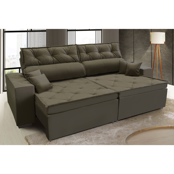 Sofá Australia Retratil E Reclinavel 2,72 Mts Suede Capuccino